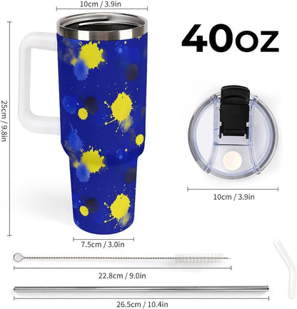 Leakproof Car Cup Vacuum Sealed With Lid For Office Crystal Clear Blue Water Ripple Print Drinkware Light Rose Red-style-5 - Colors A