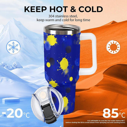 Leakproof Car Cup Vacuum Sealed With Lid For Office Crystal Clear Blue Water Ripple Print Drinkware Light Rose Red-style-5 - Colors A