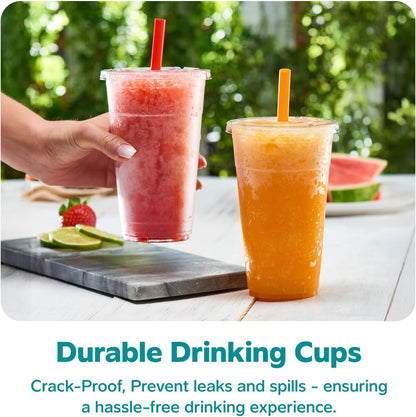 [24 oz. - 100 Count Clear Cups with Flat Lids & Straws - Disposable Clear Drinking Cups for Iced Coffee, Cold Drinks, Milkshakes, and Smoothies - Formerly Comfy Package