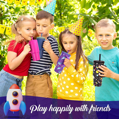 24oz kids stainless steel water bottle with handle and Silicone Lid | Spill Proof Insulated Tumbler, BPA-Free Reusable Leak-Proof Kid Cups for School, Outdoor, Gift for Boys Girls, Black