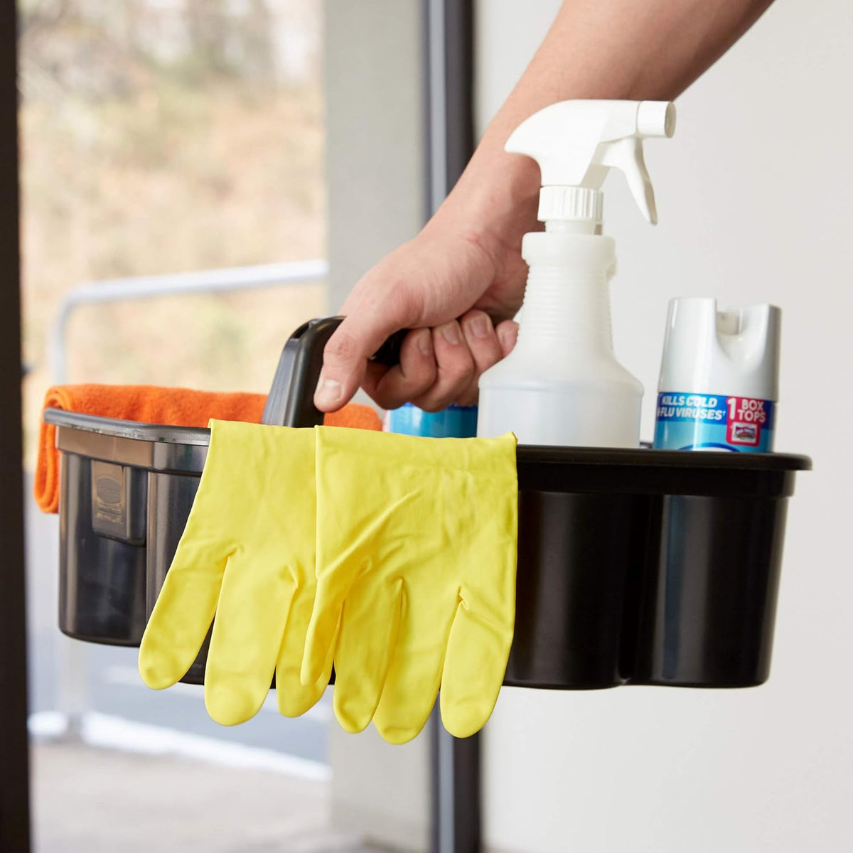 Deluxe Carry Caddy for Take-Out Coffee/Soft Drinks Postmates/Uber Eats/Food Delivery Cleaning Products Sports/Water Bottles Black