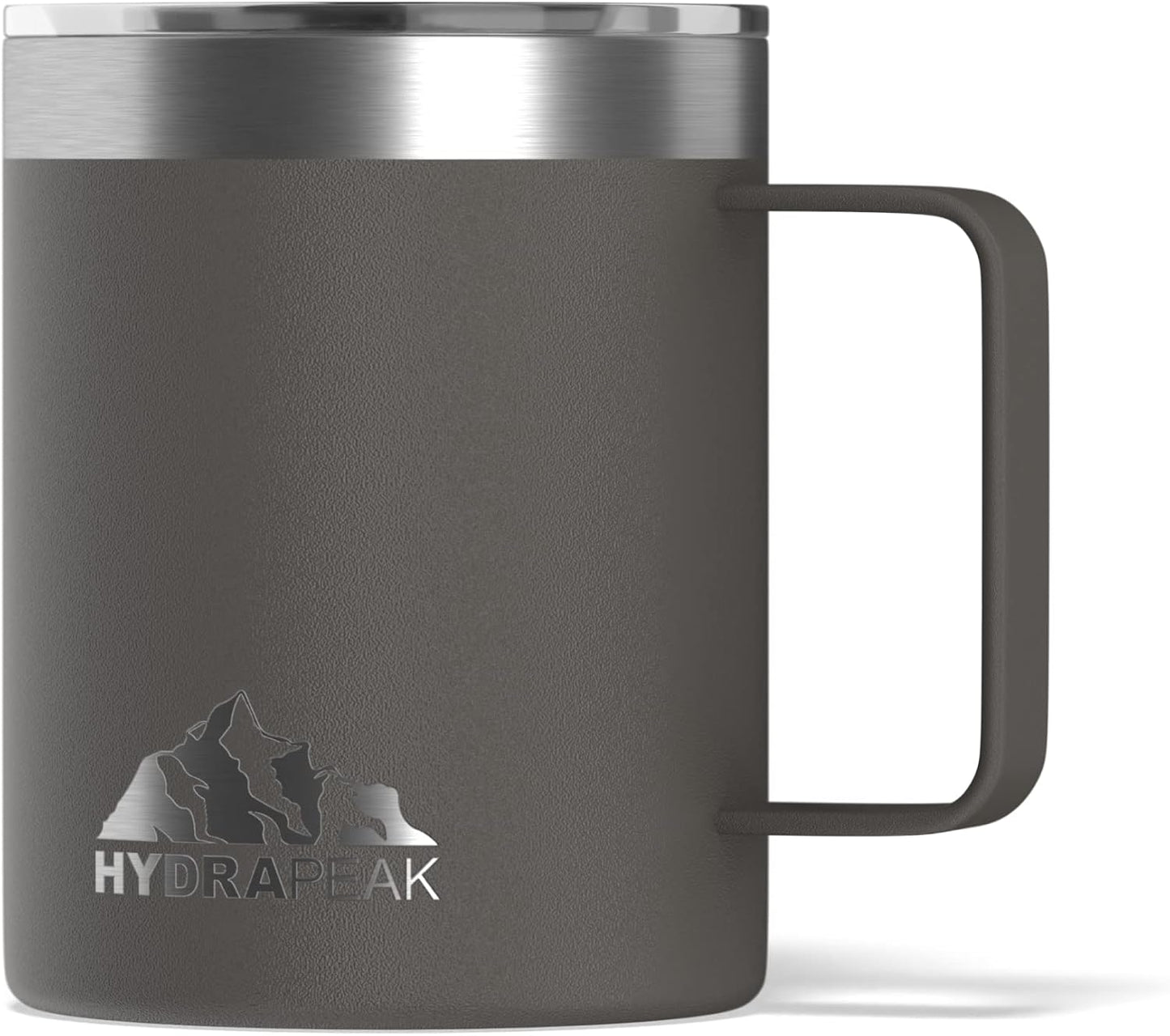 14oz Insulated Travel Mug with Splash Proof Lid, Stainless Steel, BPA-Free Double Walled Coffee Mug with Handle, Camper Mug for Men and Women (Black)