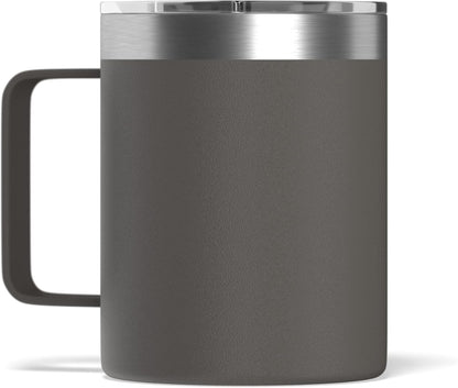 14oz Insulated Travel Mug with Splash Proof Lid, Stainless Steel, BPA-Free Double Walled Coffee Mug with Handle, Camper Mug for Men and Women (Black)
