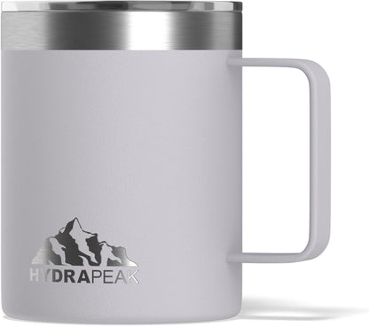 14oz Insulated Travel Mug with Splash Proof Lid, Stainless Steel, BPA-Free Double Walled Coffee Mug with Handle, Camper Mug for Men and Women (Black)