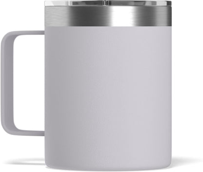 14oz Insulated Travel Mug with Splash Proof Lid, Stainless Steel, BPA-Free Double Walled Coffee Mug with Handle, Camper Mug for Men and Women (Black)