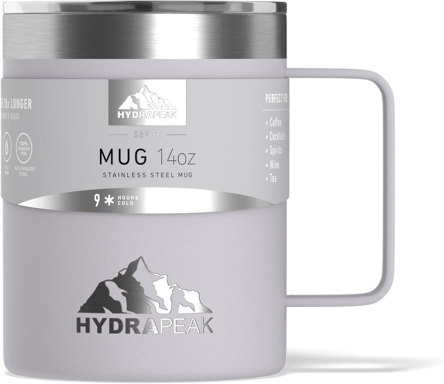 14oz Insulated Travel Mug with Splash Proof Lid, Stainless Steel, BPA-Free Double Walled Coffee Mug with Handle, Camper Mug for Men and Women (Black)