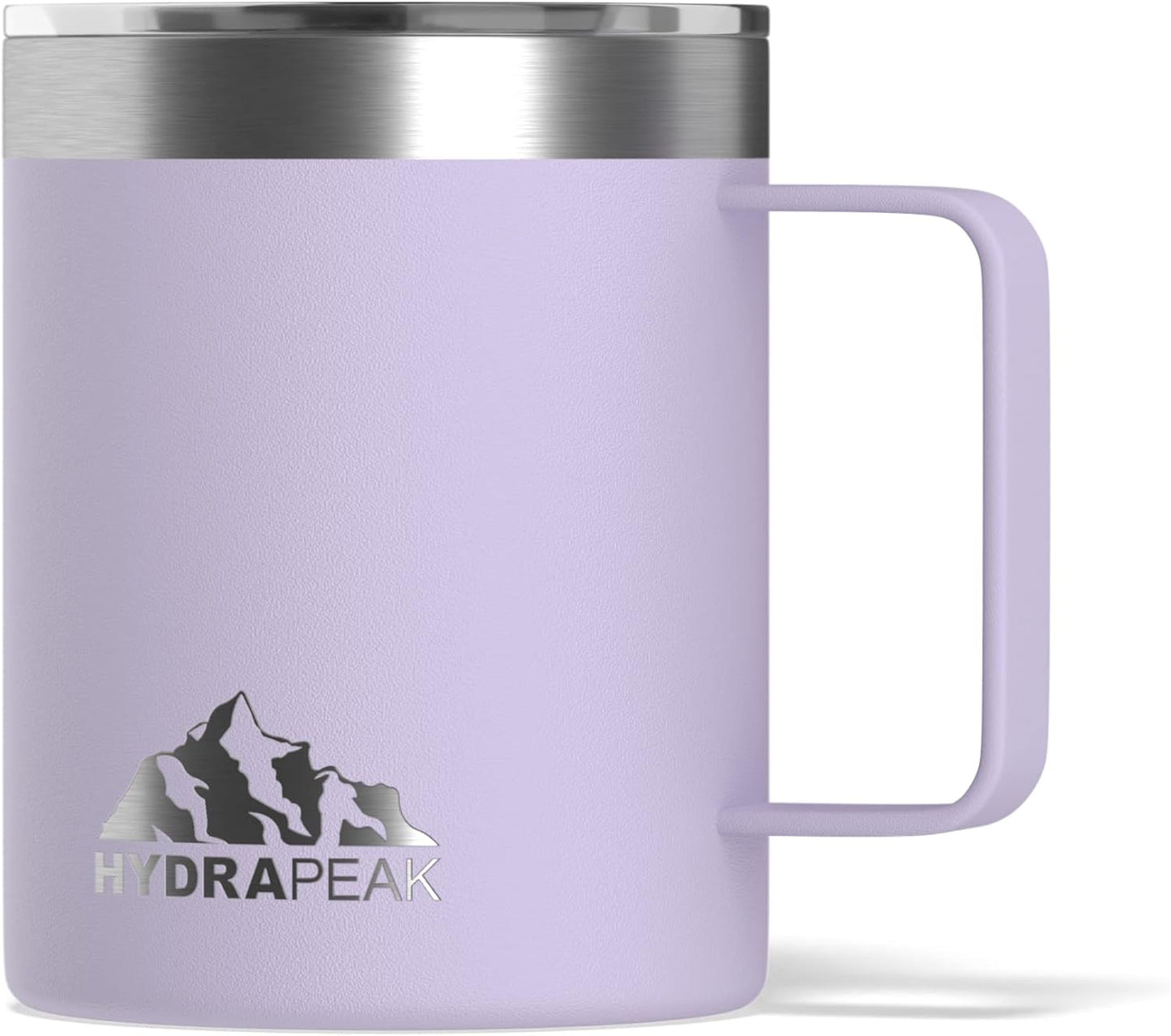 14oz Insulated Travel Mug with Splash Proof Lid, Stainless Steel, BPA-Free Double Walled Coffee Mug with Handle, Camper Mug for Men and Women (Black)