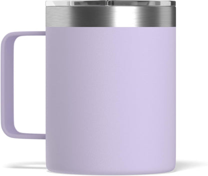 14oz Insulated Travel Mug with Splash Proof Lid, Stainless Steel, BPA-Free Double Walled Coffee Mug with Handle, Camper Mug for Men and Women (Black)