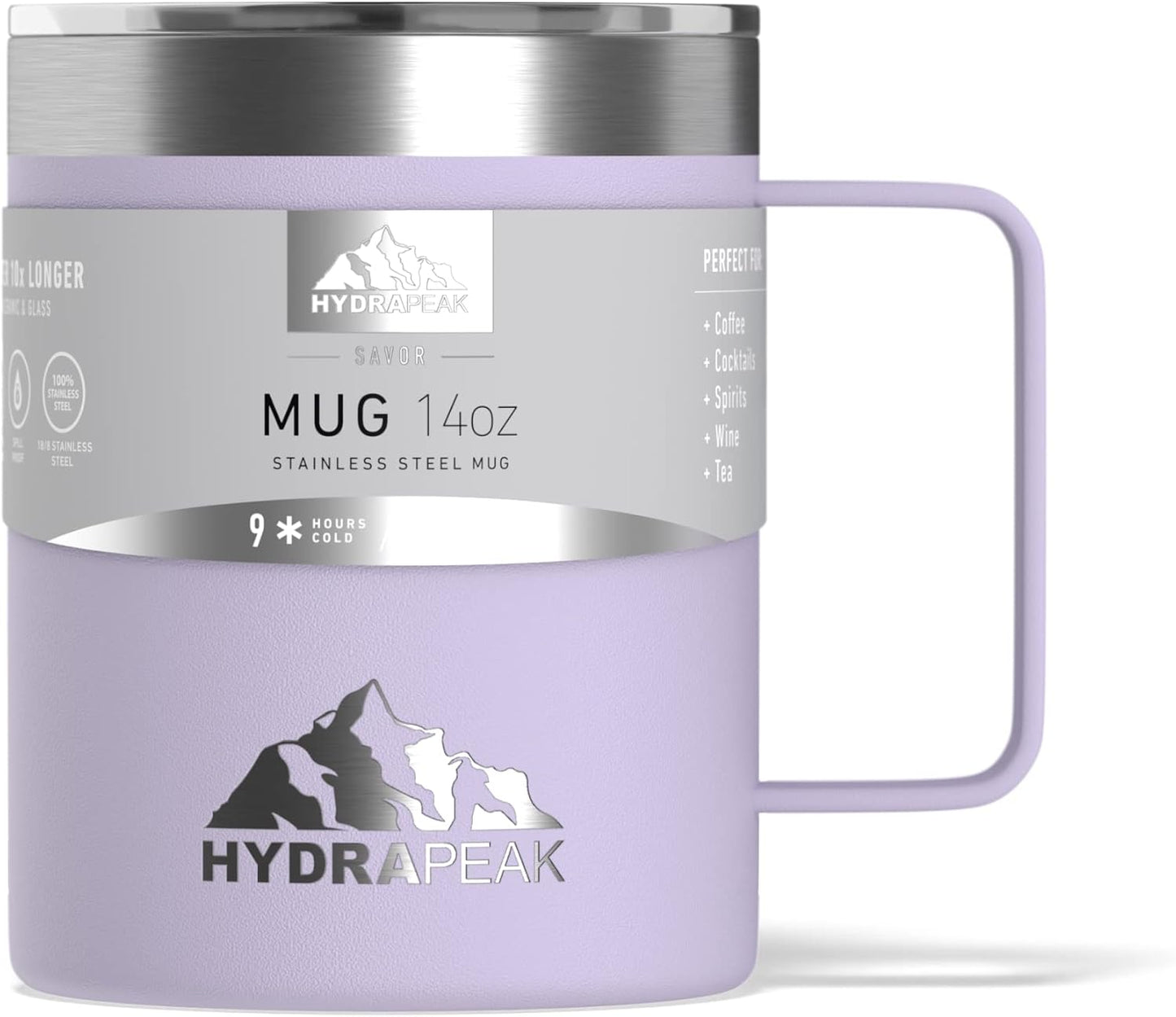 14oz Insulated Travel Mug with Splash Proof Lid, Stainless Steel, BPA-Free Double Walled Coffee Mug with Handle, Camper Mug for Men and Women (Black)