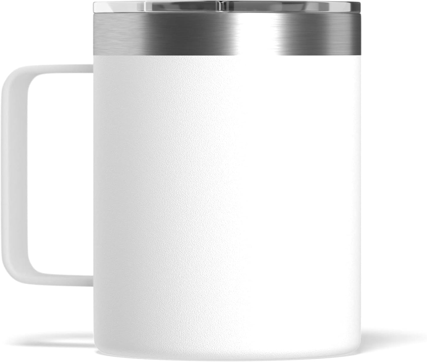 14oz Insulated Travel Mug with Splash Proof Lid, Stainless Steel, BPA-Free Double Walled Coffee Mug with Handle, Camper Mug for Men and Women (Black)