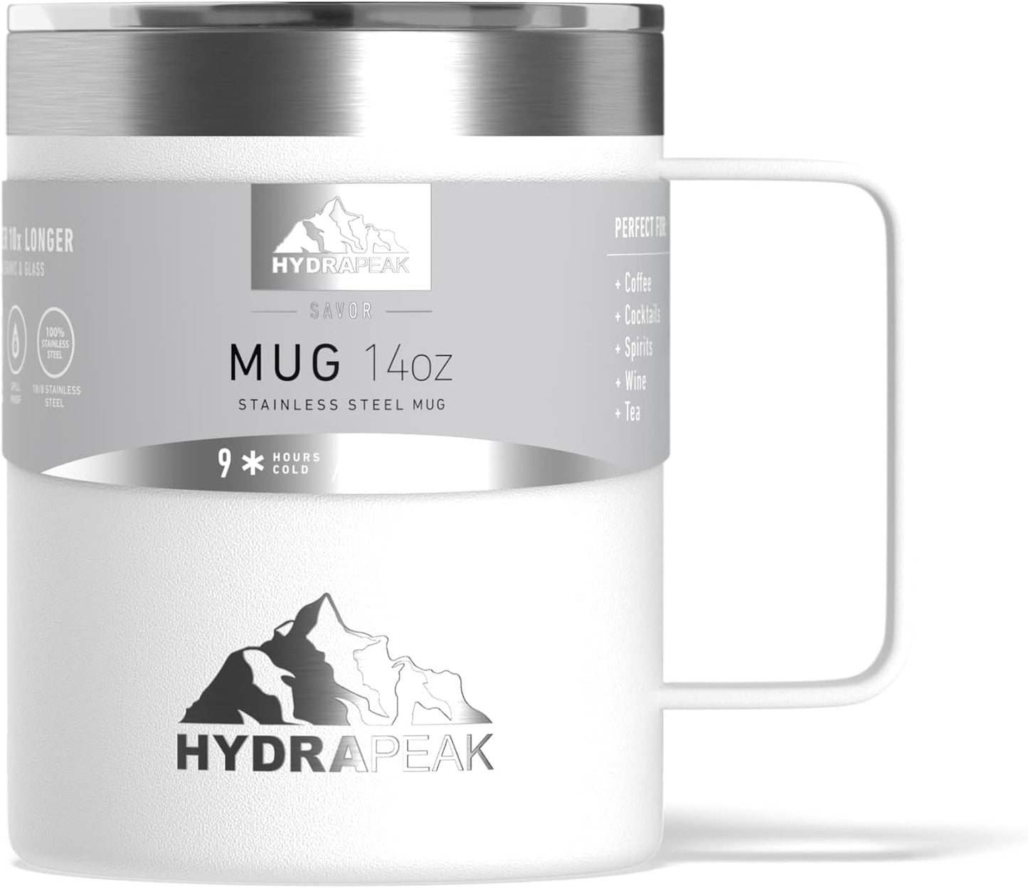 14oz Insulated Travel Mug with Splash Proof Lid, Stainless Steel, BPA-Free Double Walled Coffee Mug with Handle, Camper Mug for Men and Women (Black)