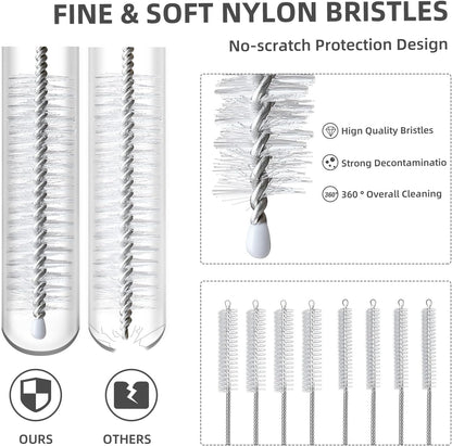 Straw Cleaner Brush Set, 8-Piece Long Cleaning Brush for Straws on Tumbler, Water Bottle, Sippy Cup, and Pipes, Tubes or Hummingbird Feeders