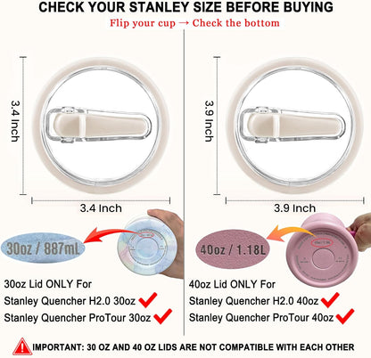 2 Pack Detachable Flip Straw Lid Replacement 40 oz for Stanley Quencher H2.0 ProTour | Stanley Cup Accessories, Flip Top, Deep Cleaning, Leakproof, Spill Proof, BPA Free (Beige, Beige) - Colors A