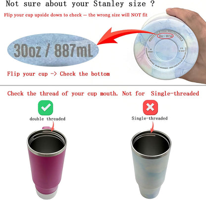 2 Pack Detachable Flip Straw Lid Replacement 40 oz for Stanley Quencher H2.0 ProTour | Stanley Cup Accessories, Flip Top, Deep Cleaning, Leakproof, Spill Proof, BPA Free (Beige, Beige) - Colors A