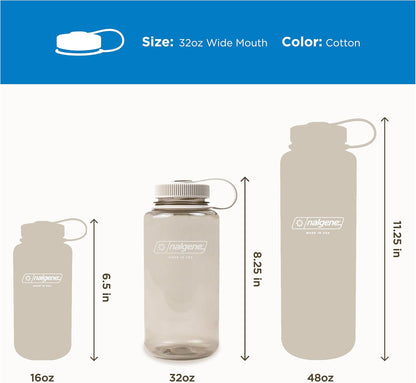 Monochrome BPA-Free Recycled Reusable Water Bottle for Backpacking, Hiking, Gym - 32 oz Shatterproof, Cotton