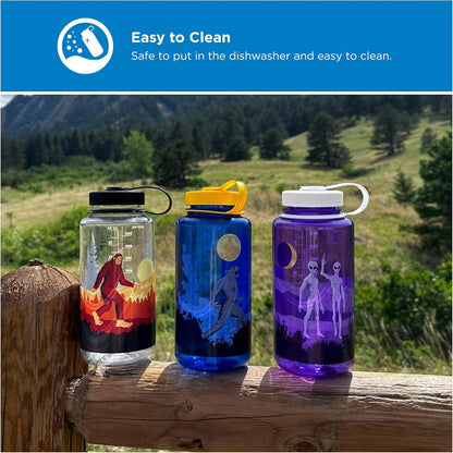 Monochrome BPA-Free Recycled Reusable Water Bottle for Backpacking, Hiking, Gym - 32 oz Shatterproof, Cotton
