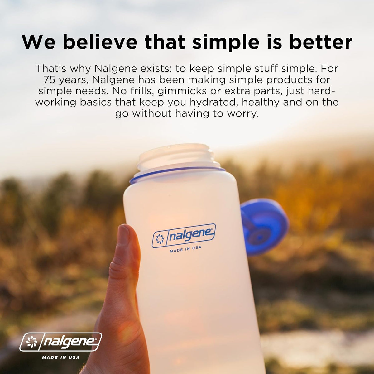 Monochrome BPA-Free Recycled Reusable Water Bottle for Backpacking, Hiking, Gym - 32 oz Shatterproof, Cotton