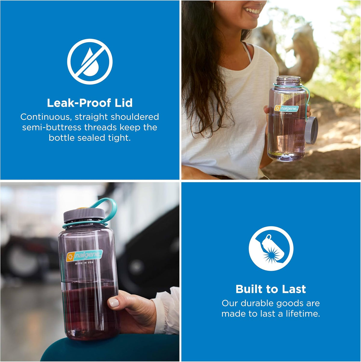 Monochrome BPA-Free Recycled Reusable Water Bottle for Backpacking, Hiking, Gym - 32 oz Shatterproof, Cotton