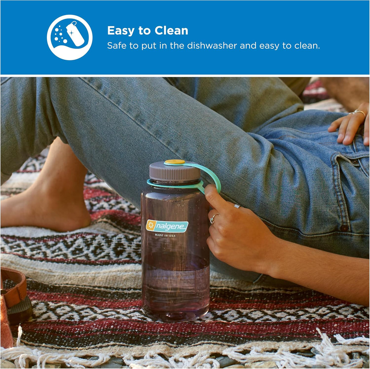 Monochrome BPA-Free Recycled Reusable Water Bottle for Backpacking, Hiking, Gym - 32 oz Shatterproof, Cotton