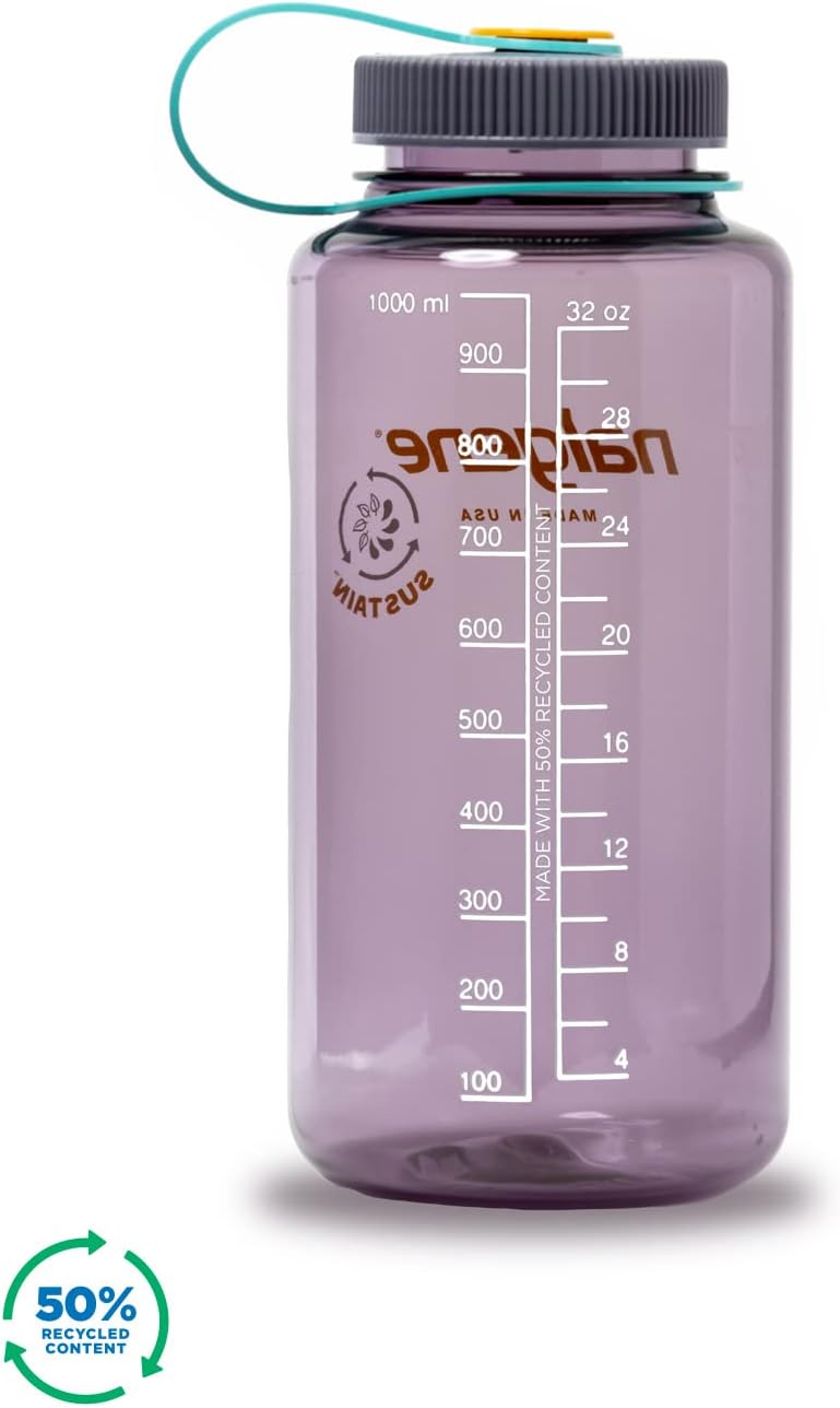 Monochrome BPA-Free Recycled Reusable Water Bottle for Backpacking, Hiking, Gym - 32 oz Shatterproof, Cotton