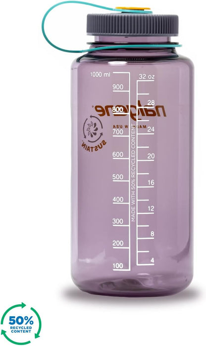 Monochrome BPA-Free Recycled Reusable Water Bottle for Backpacking, Hiking, Gym - 32 oz Shatterproof, Cotton