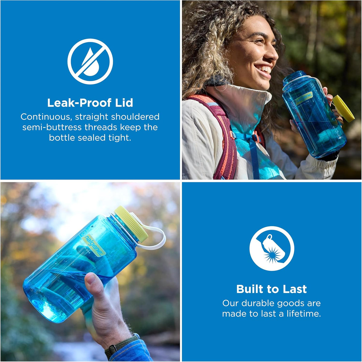 Monochrome BPA-Free Recycled Reusable Water Bottle for Backpacking, Hiking, Gym - 32 oz Shatterproof, Cotton