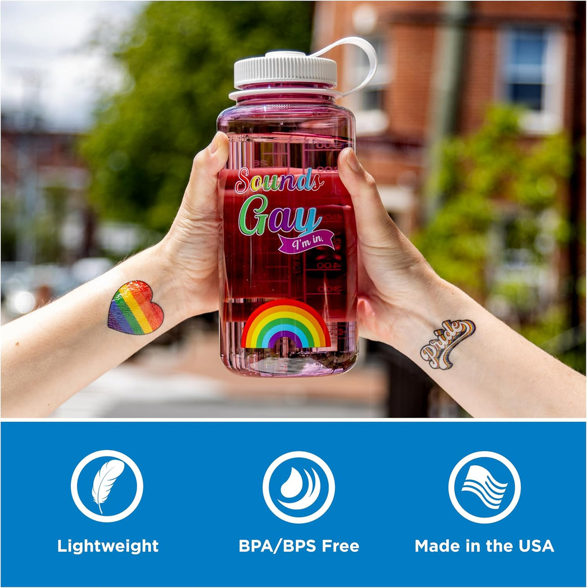 Monochrome BPA-Free Recycled Reusable Water Bottle for Backpacking, Hiking, Gym - 32 oz Shatterproof, Cotton