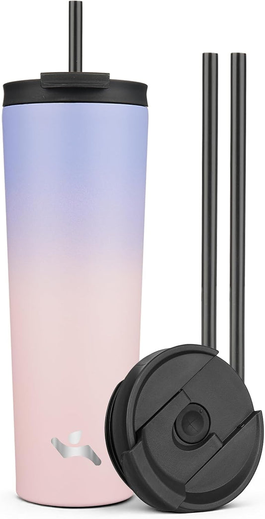 30 oz Insulated Tumbler Water Bottle with Straw Lid, Pastel Sunset