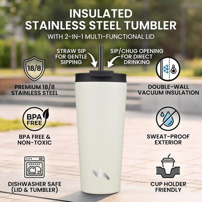 30 oz Insulated Tumbler Water Bottle with Straw Lid, Pastel Sunset