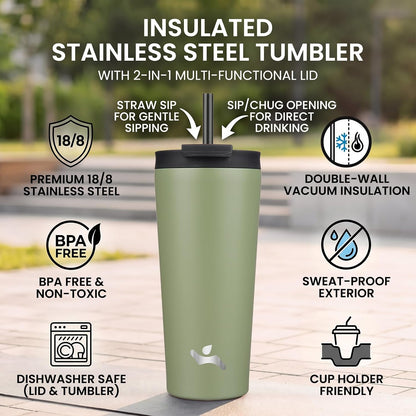 30 oz Insulated Tumbler Water Bottle with Straw Lid, Pastel Sunset