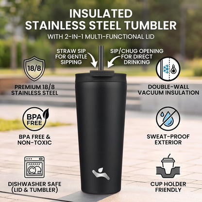 30 oz Insulated Tumbler Water Bottle with Straw Lid, Pastel Sunset