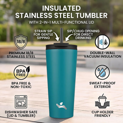 30 oz Insulated Tumbler Water Bottle with Straw Lid, Pastel Sunset