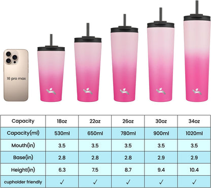 30 oz Insulated Tumbler Water Bottle with Straw Lid, Pastel Sunset