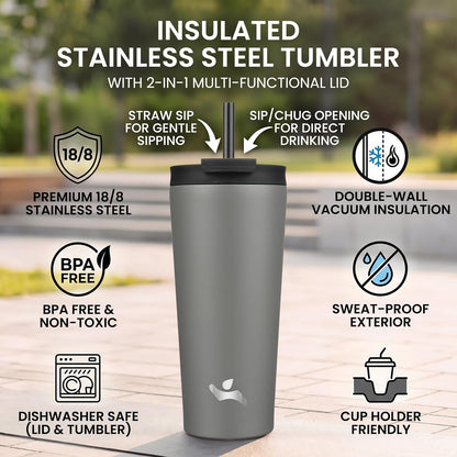 30 oz Insulated Tumbler Water Bottle with Straw Lid, Pastel Sunset