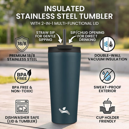 30 oz Insulated Tumbler Water Bottle with Straw Lid, Pastel Sunset