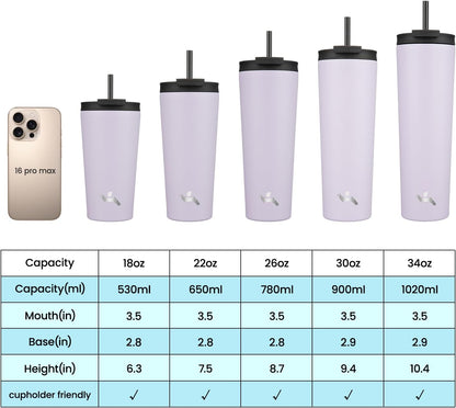 30 oz Insulated Tumbler Water Bottle with Straw Lid, Pastel Sunset