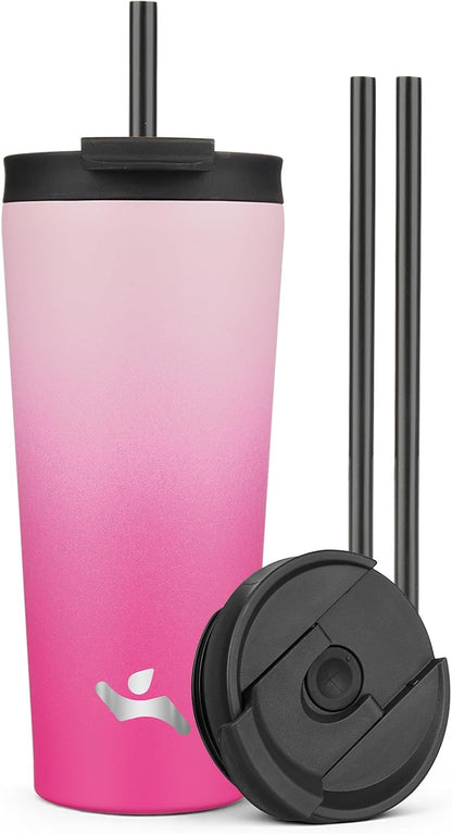 30 oz Insulated Tumbler Water Bottle with Straw Lid, Pastel Sunset