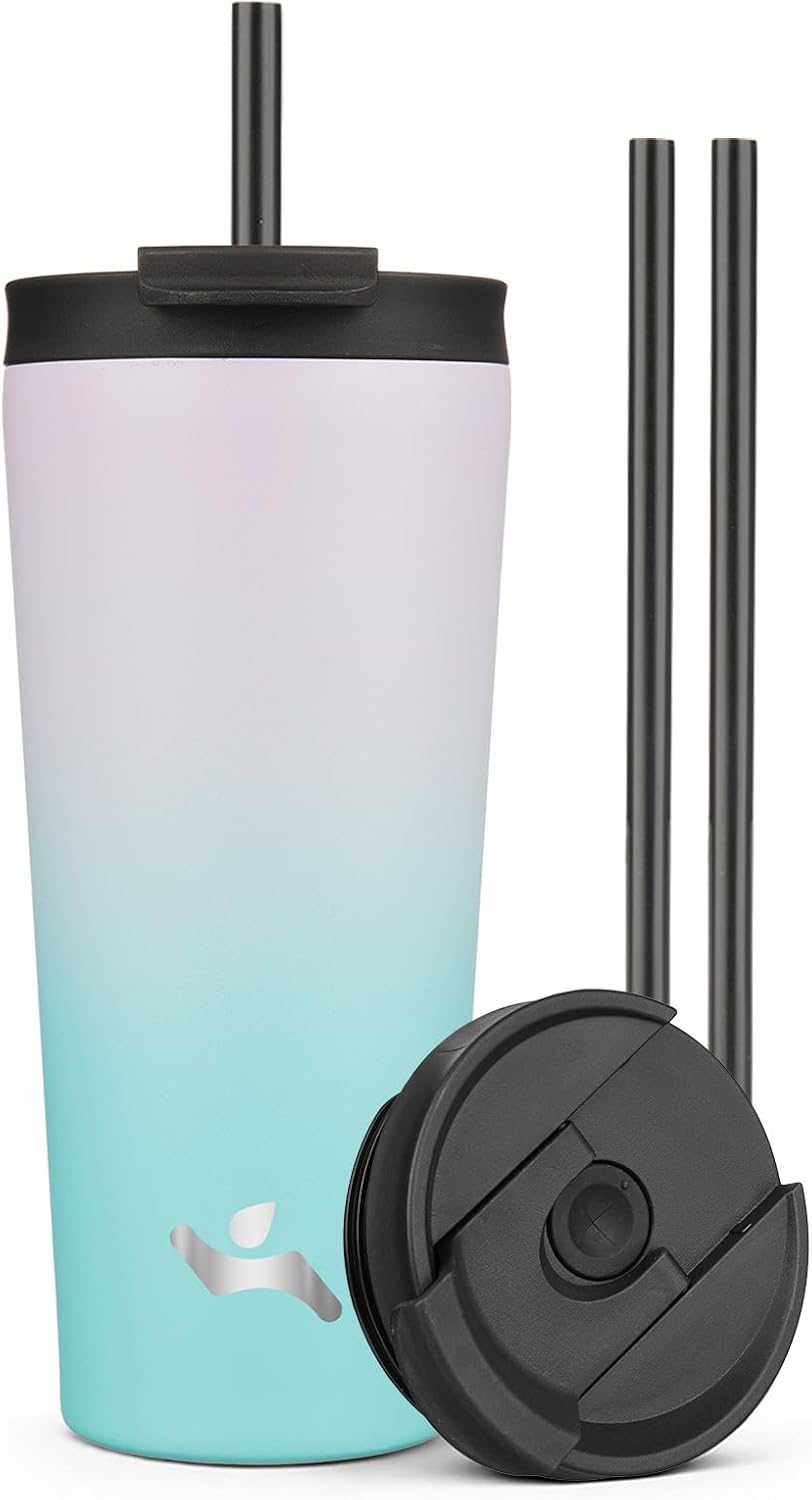 30 oz Insulated Tumbler Water Bottle with Straw Lid, Pastel Sunset