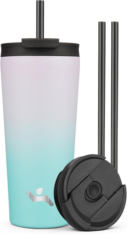 30 oz Insulated Tumbler Water Bottle with Straw Lid, Pastel Sunset