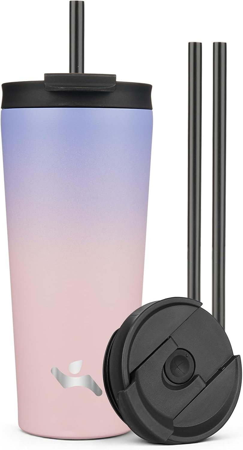 30 oz Insulated Tumbler Water Bottle with Straw Lid, Pastel Sunset