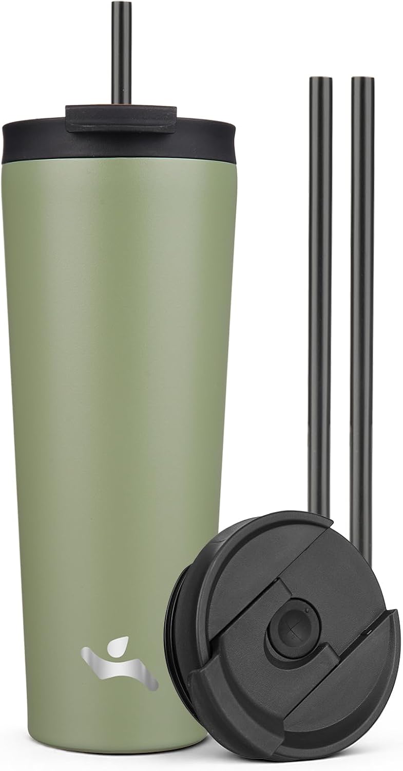 30 oz Insulated Tumbler Water Bottle with Straw Lid, Pastel Sunset