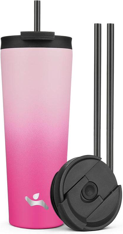 30 oz Insulated Tumbler Water Bottle with Straw Lid, Pastel Sunset