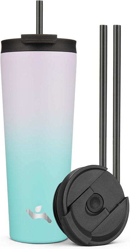 30 oz Insulated Tumbler Water Bottle with Straw Lid, Pastel Sunset