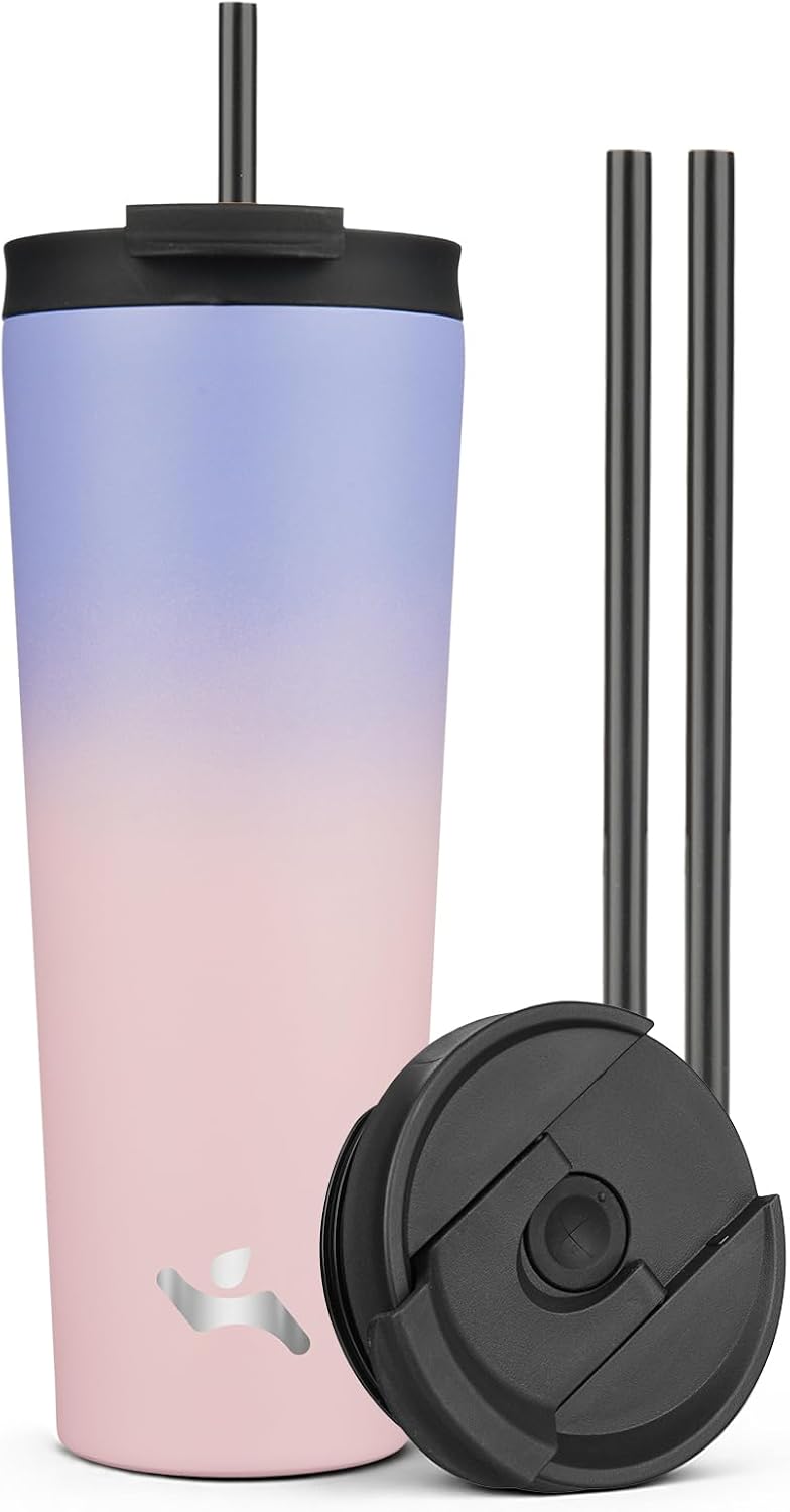 30 oz Insulated Tumbler Water Bottle with Straw Lid, Pastel Sunset