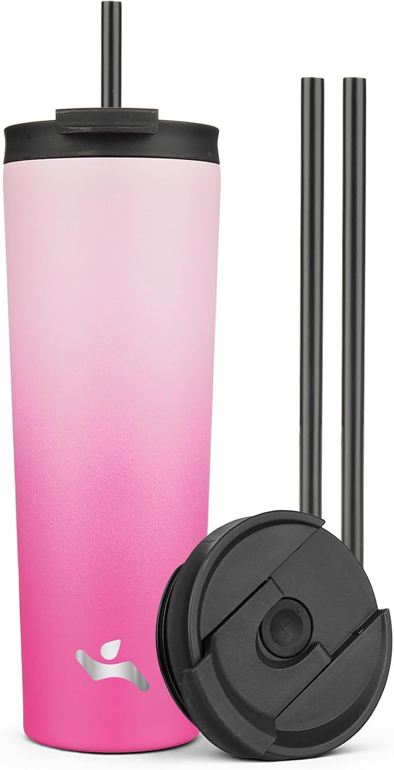 30 oz Insulated Tumbler Water Bottle with Straw Lid, Pastel Sunset