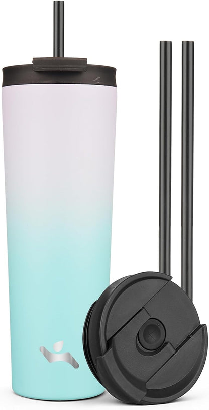 30 oz Insulated Tumbler Water Bottle with Straw Lid, Pastel Sunset