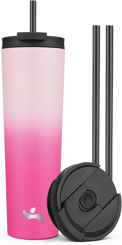 30 oz Insulated Tumbler Water Bottle with Straw Lid, Pastel Sunset