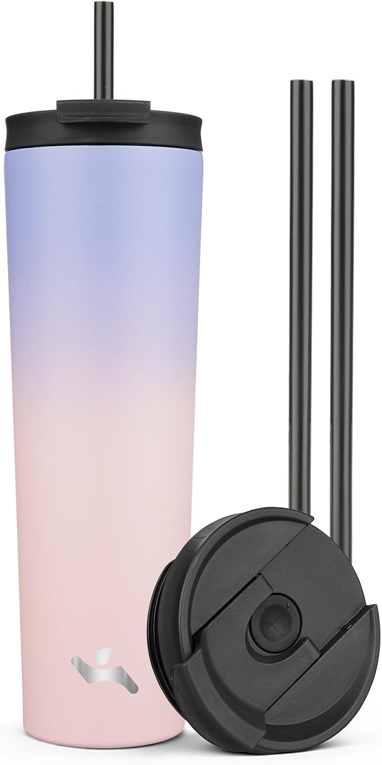 30 oz Insulated Tumbler Water Bottle with Straw Lid, Pastel Sunset