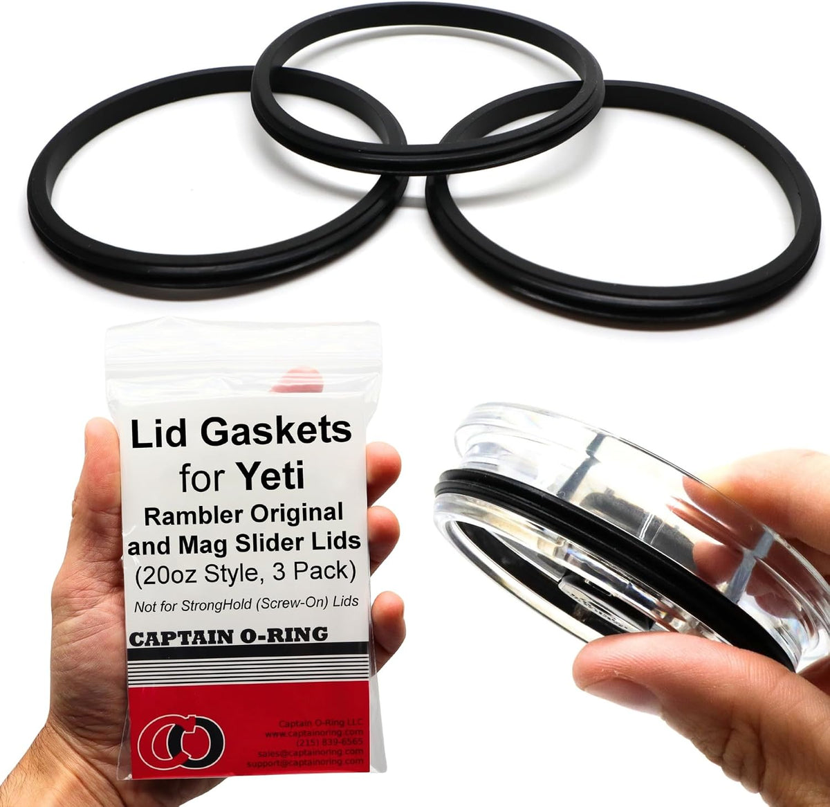 – Replacement Lid Seal Gaskets for Yeti Stainless Steel Insulated Tumbler Mugs (3 Pack) [20 oz Lid Size]