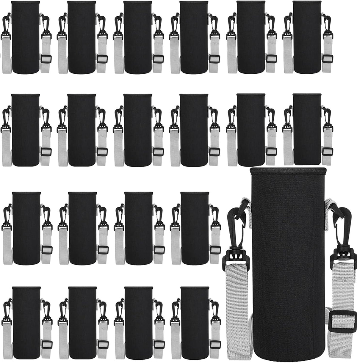 24 Pcs Water Bottle Sleeve with Shoulder Strap, 32 oz, Black